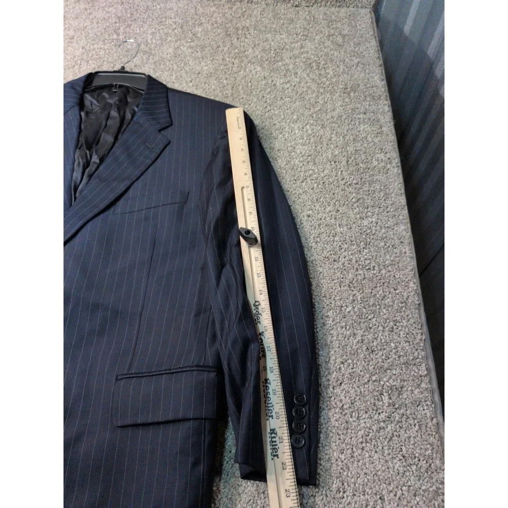 Joseph Abboud Mens 44S Navy Blue Pinstripe Super 120s‎ Wool 2-Button Suit Jacket